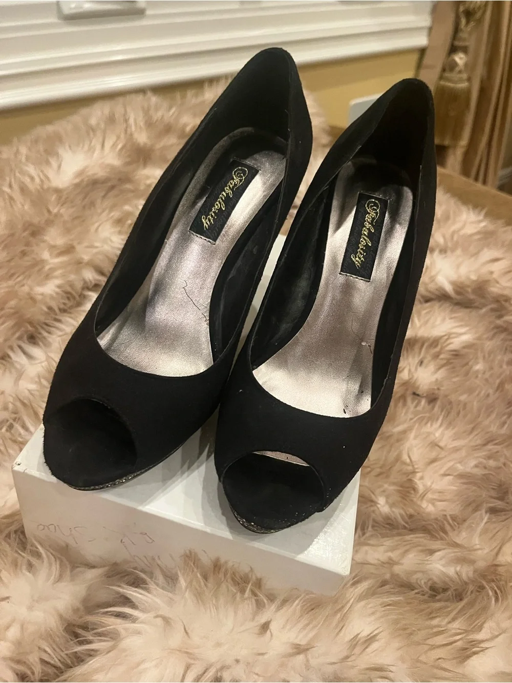 Black Peep-Toe Heels by